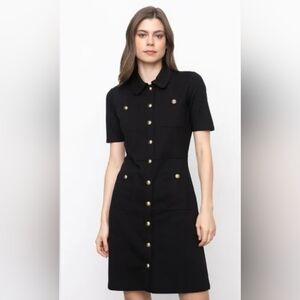 Michael Kors Black Dress with Snap Button-Up Front